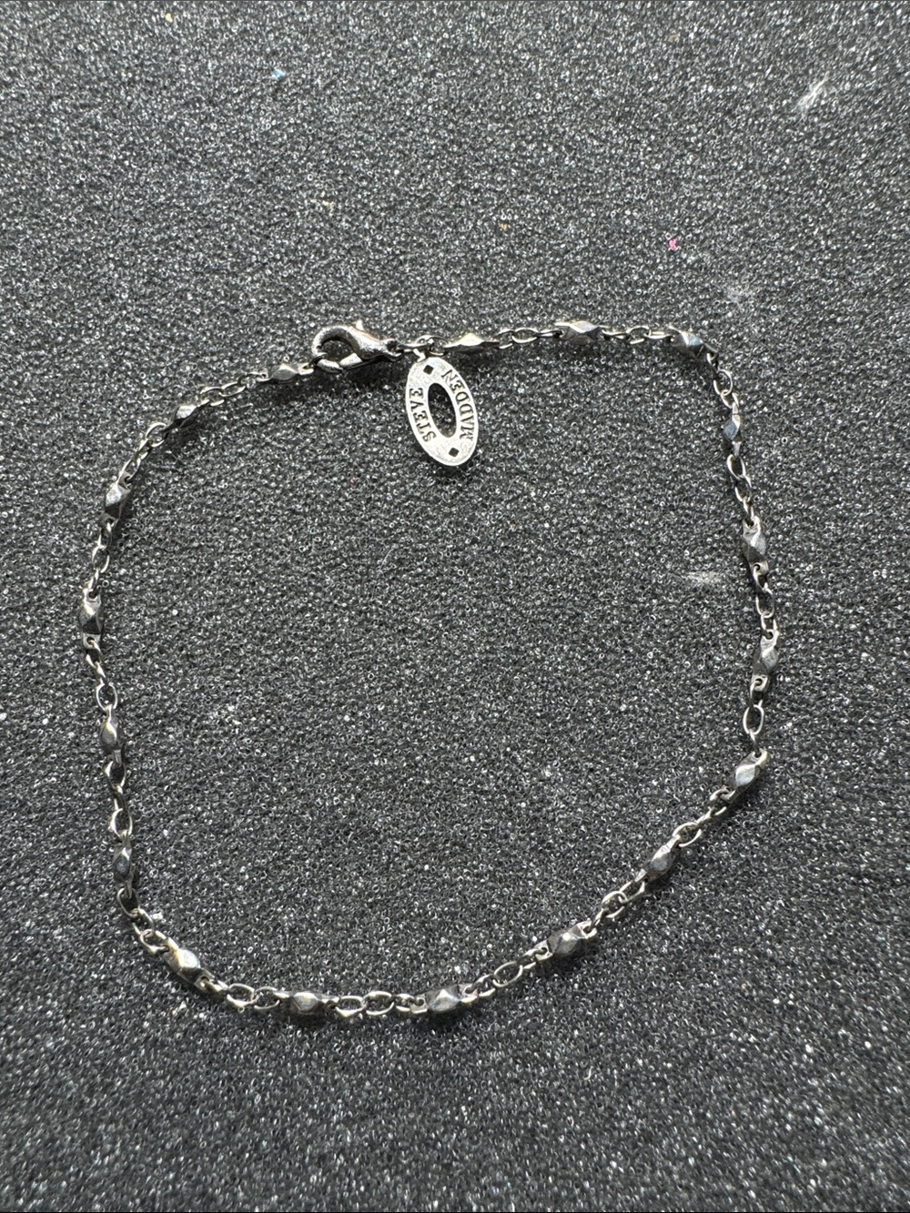 Steve Madden Polished Silver Link Beaded Bracelet